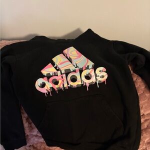 Adidas Kids Black Hoodie with Multicolor Logo